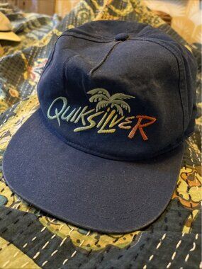 Quiksilver Hat Snapback  Palm Tree Embroidered Surf Skate Beach Cap Sz S 55 CM